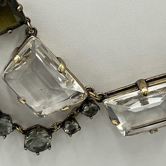 J. Crew Vintage Chunky Asymmetric Clear Gray Glass Rhinestone Drape Necklace - Picture 8 of 16